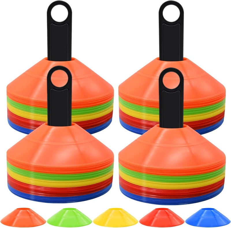 FGBNM 25/50/100pcs Disc Cones, Agility Soccer Cones with Carry Bag and Holder, Soccer Cones for Sports Training, Football, Soccer, Basketball, Coaching, Practice Equipment, 5 Color - Image 1
